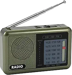 Mini rádio de bolso de 3 bandas com bateria recarregável, rádio FM AM portátil de ondas curtas, transistor de carregamento tipo C, rádio SW com conector de fone de ouvido de 3,5 mm para crianças