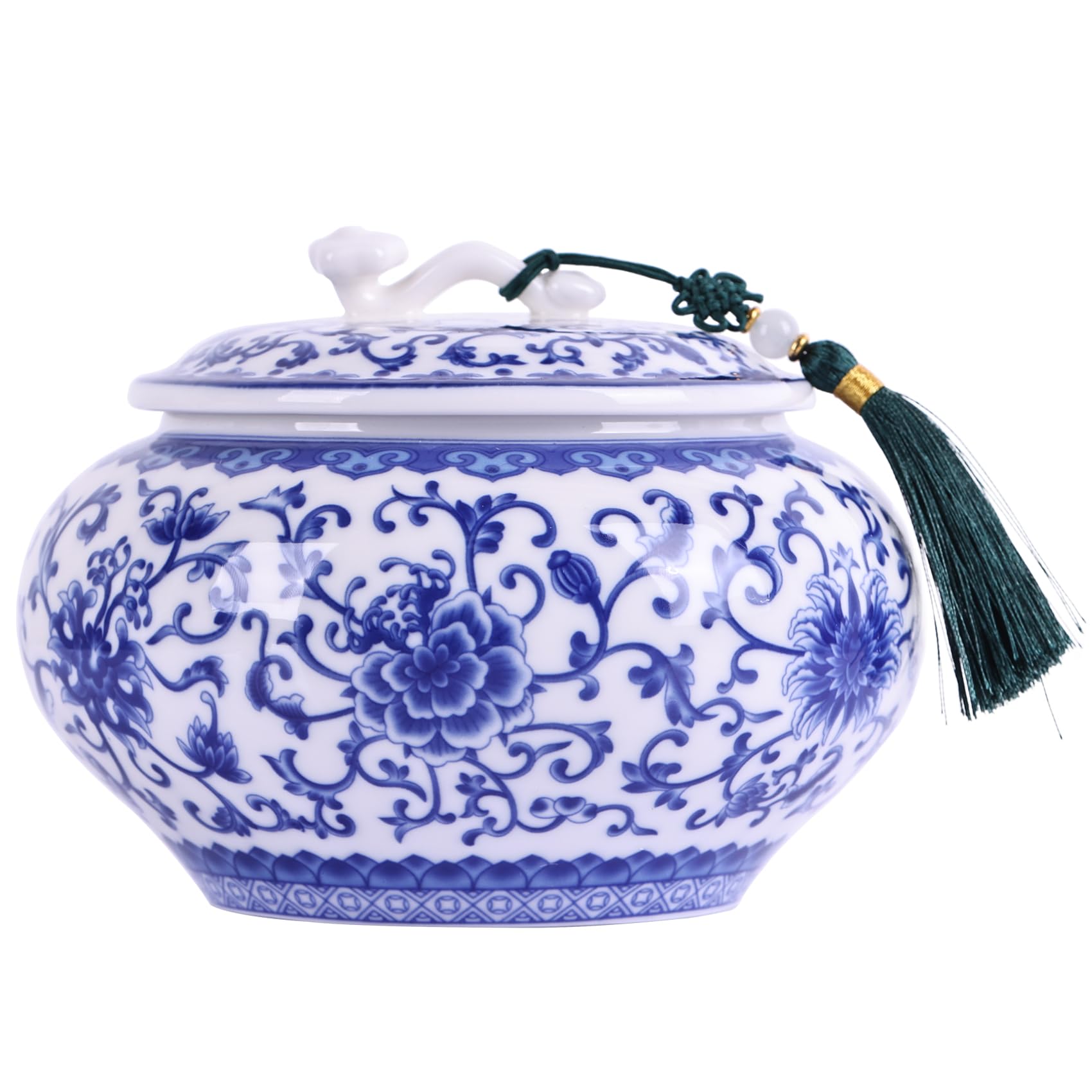 Récipient décoratif multifonction bleu et blanc, grand pot à gingembre en céramique