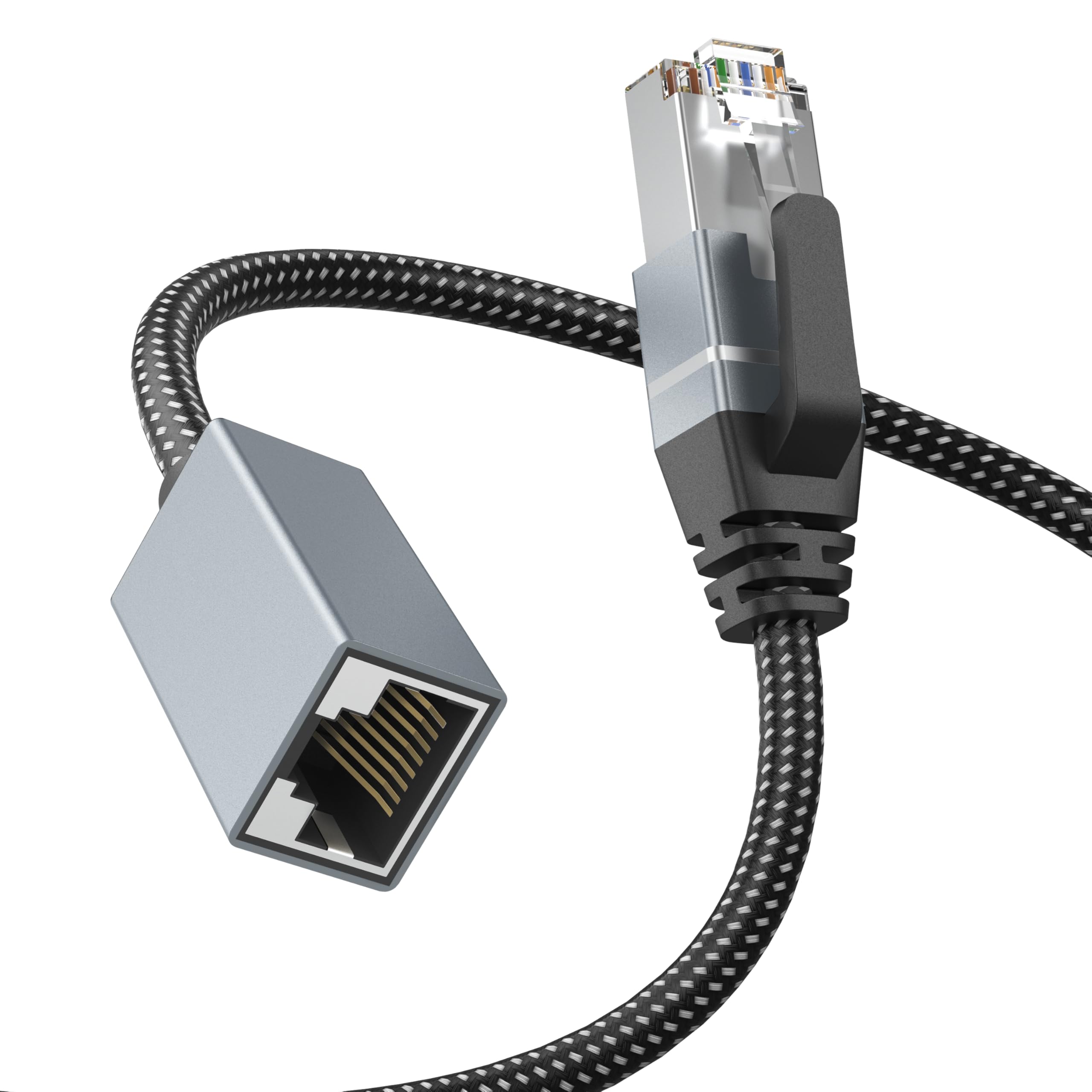 Orbram Câble d'extension Ethernet Cat6 de 3 m, prend en charge 1000 Mbit/s et câble LAN Cat6/Cat5e/Cat5 en nylon tressé RJ45 LAN Connecteur mâle vers femelle pour routeur/modem/Smart TV/PC/ordinateur