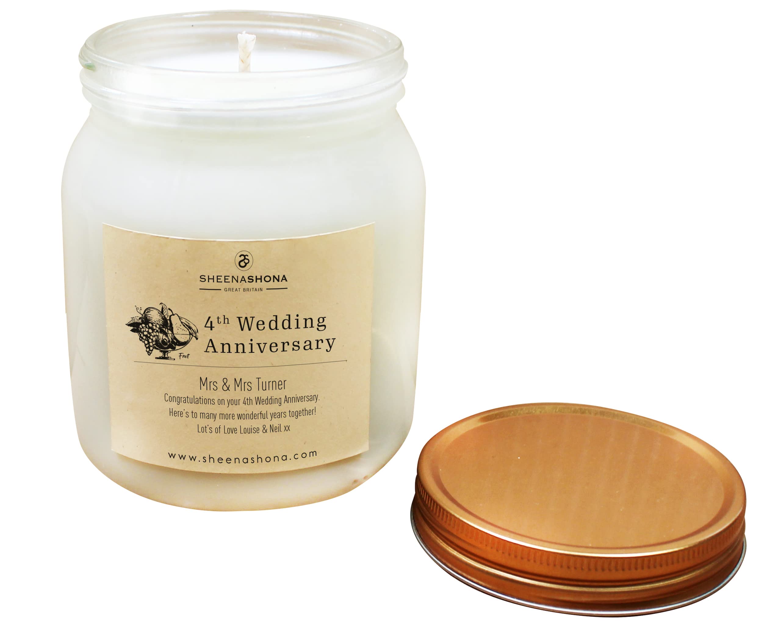 4th Year Fruit Wedding Anniversary SOYA Wax Large Honey Pot Candle/Handmade Daily to Order (Lemongrass & Ginger)