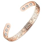 Feraco Copper Therapy Bracelets for Women, Pure Copper Magnetic Cuff Bracelet with Neodymium Magnets, Adjustable with Gift Box, Vintage Flower (Rose Gold)
