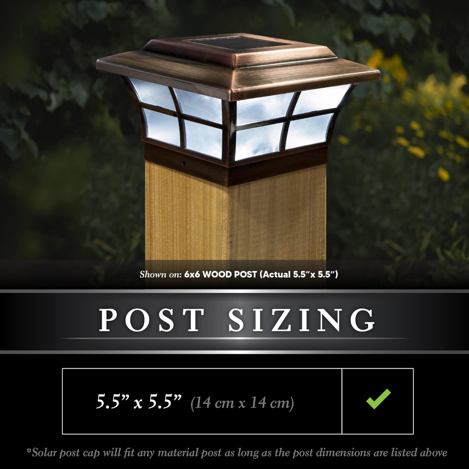 Classy Caps SL086 Plated Prestige Solar Post Cap, 6" x 6", Copper (1)