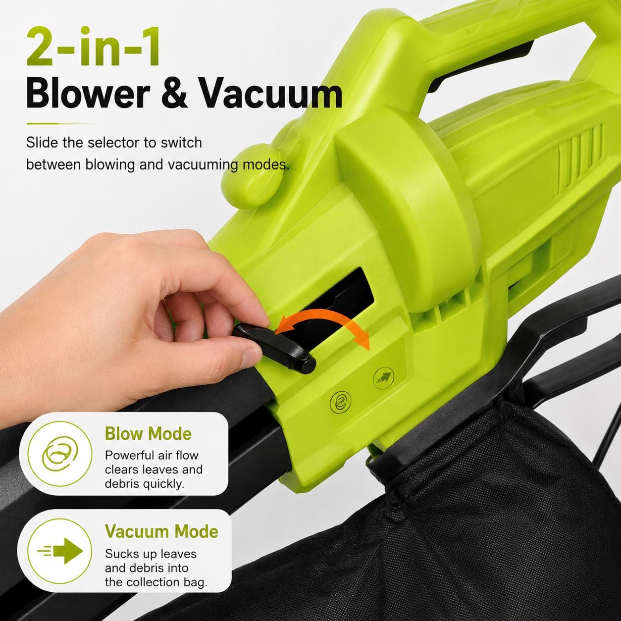 Aspiratore e Trituratore per Foglie da Giardino 3000 W 3 in 1, con Sacchetto di Raccolta da 40 L, Soffiatore Leggero per la Cura del Prato per una Pulizia Senza Sforzo del Cortile, Elettrico
