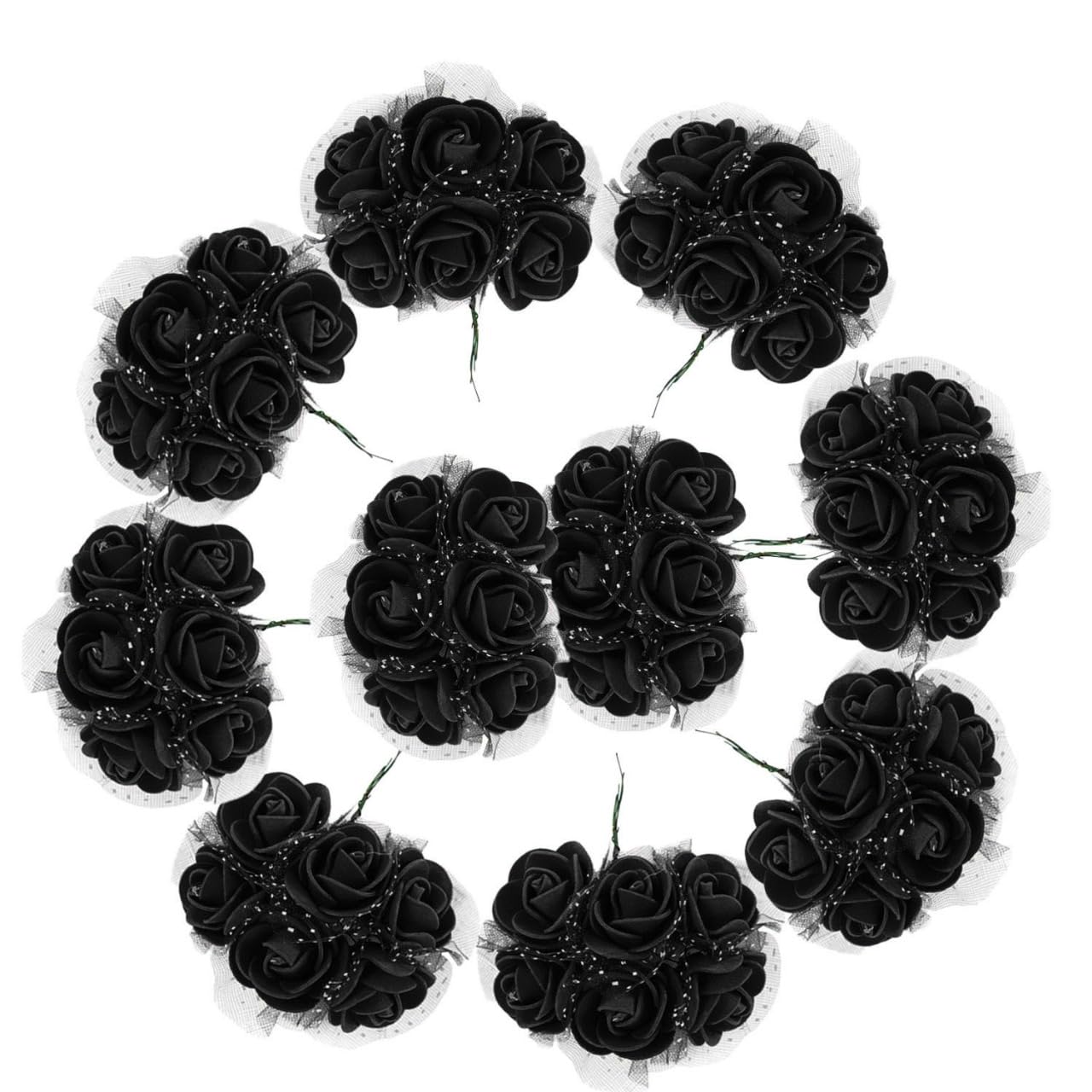 Foam Roses With Stem 216 Black Rose Artificial Flowers Artificial Fake Roses Wedding Flowers Decorations DIY Bridal Bouquets Foam Flower Wreath — image 1