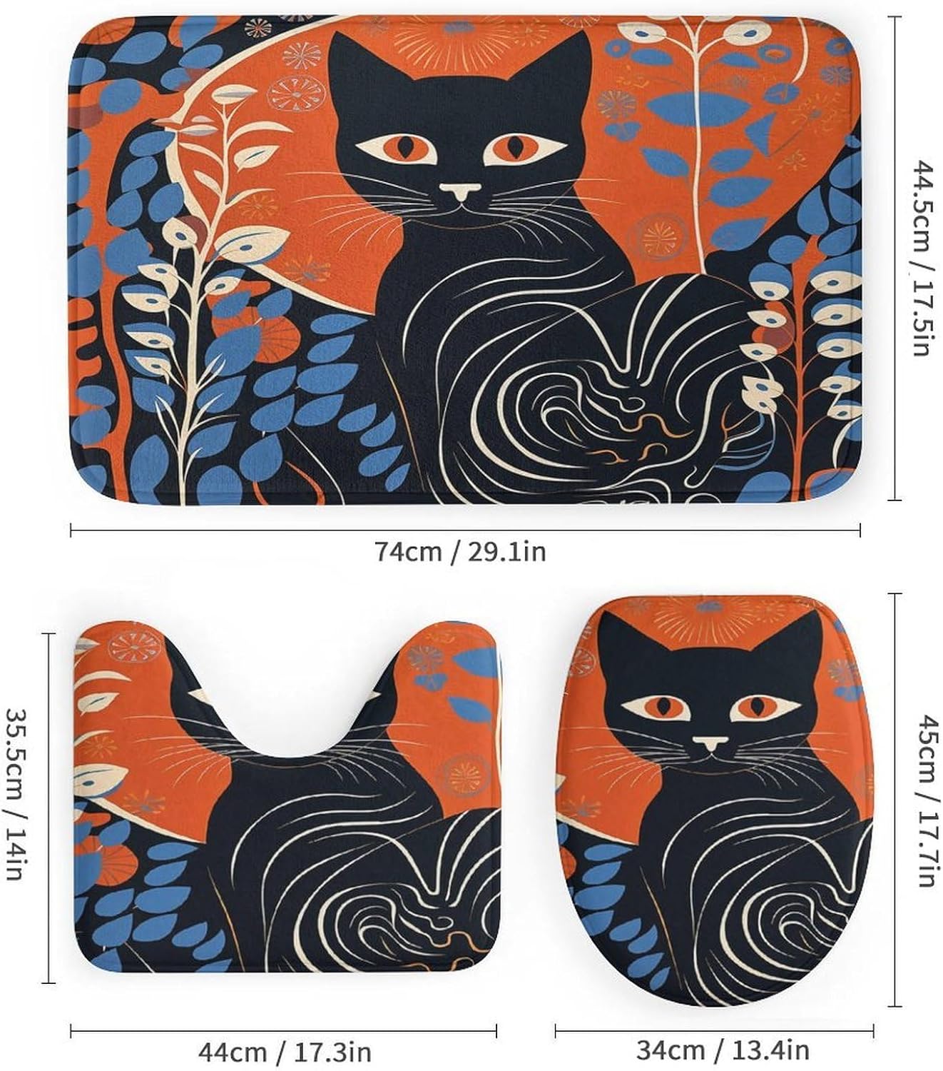 Four Piece Bathroom Set with Toilet Lid Cover and Non-Slip Rugs Minimalist Shower Curtain for Bathroom Set