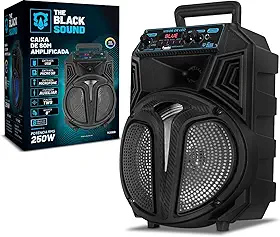 Caixa de Som Bluetooth Amplificada 250W TCS300 The Black Tools – Bivolt, Woofer 8”, TWS, LED RGB, Rádio FM, Bateria Recarregável