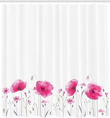 Miniatura 2 de Ambesonne Cortina de ducha floral, diseño de flores con pétalos de amapola, impresión artística de elementos de campo, tela de tela con ganchos, 69