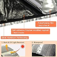 Vista 3 de BXI Cinta Membrana de Rollo Intermitente, 6 pulgadas X 32 pies Cinta de Sellado de Parche Impermeable Gruesa, Asfalto Engomado Modificado SBS