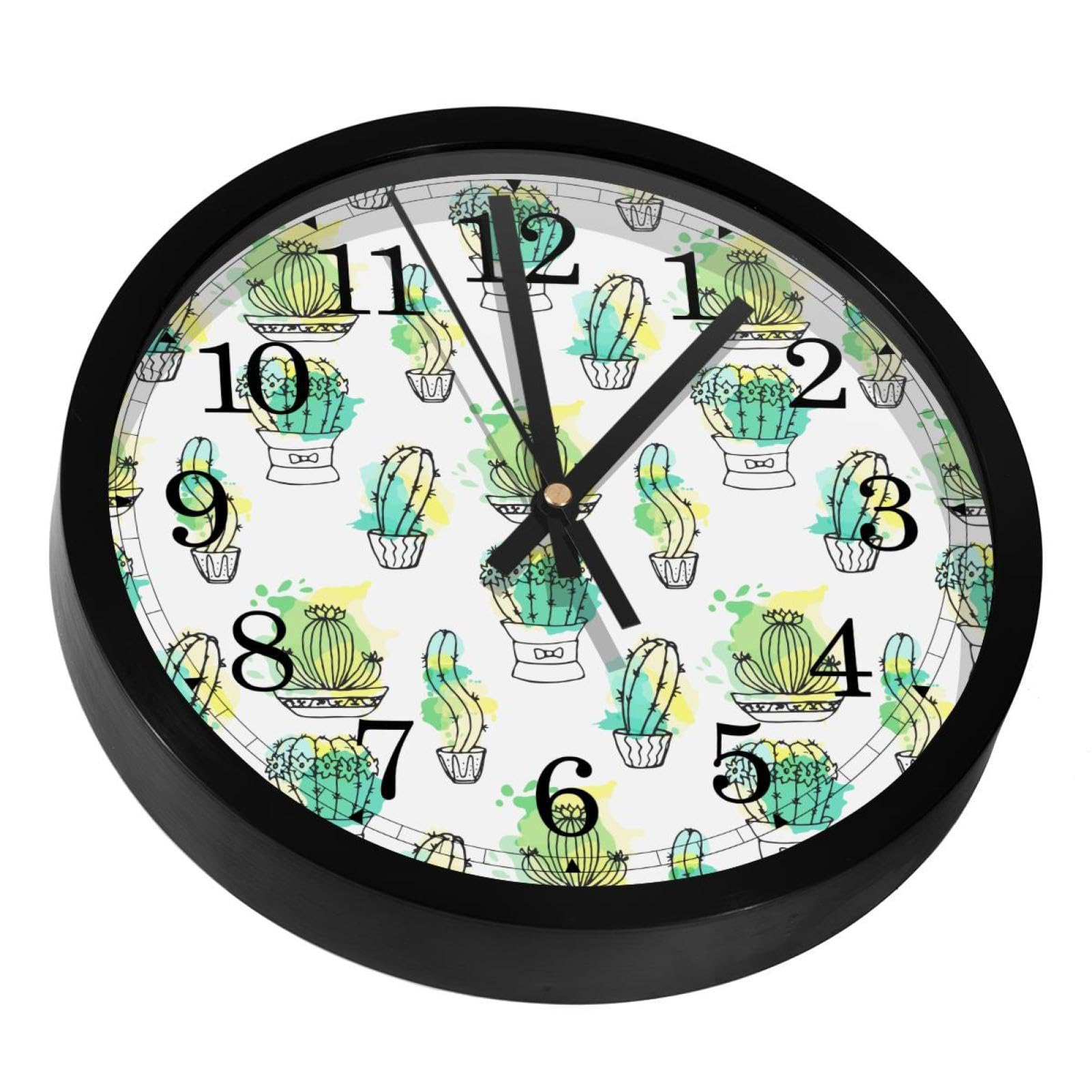 Horloge murale silencieuse design cactus - Décoration maison salon bureau