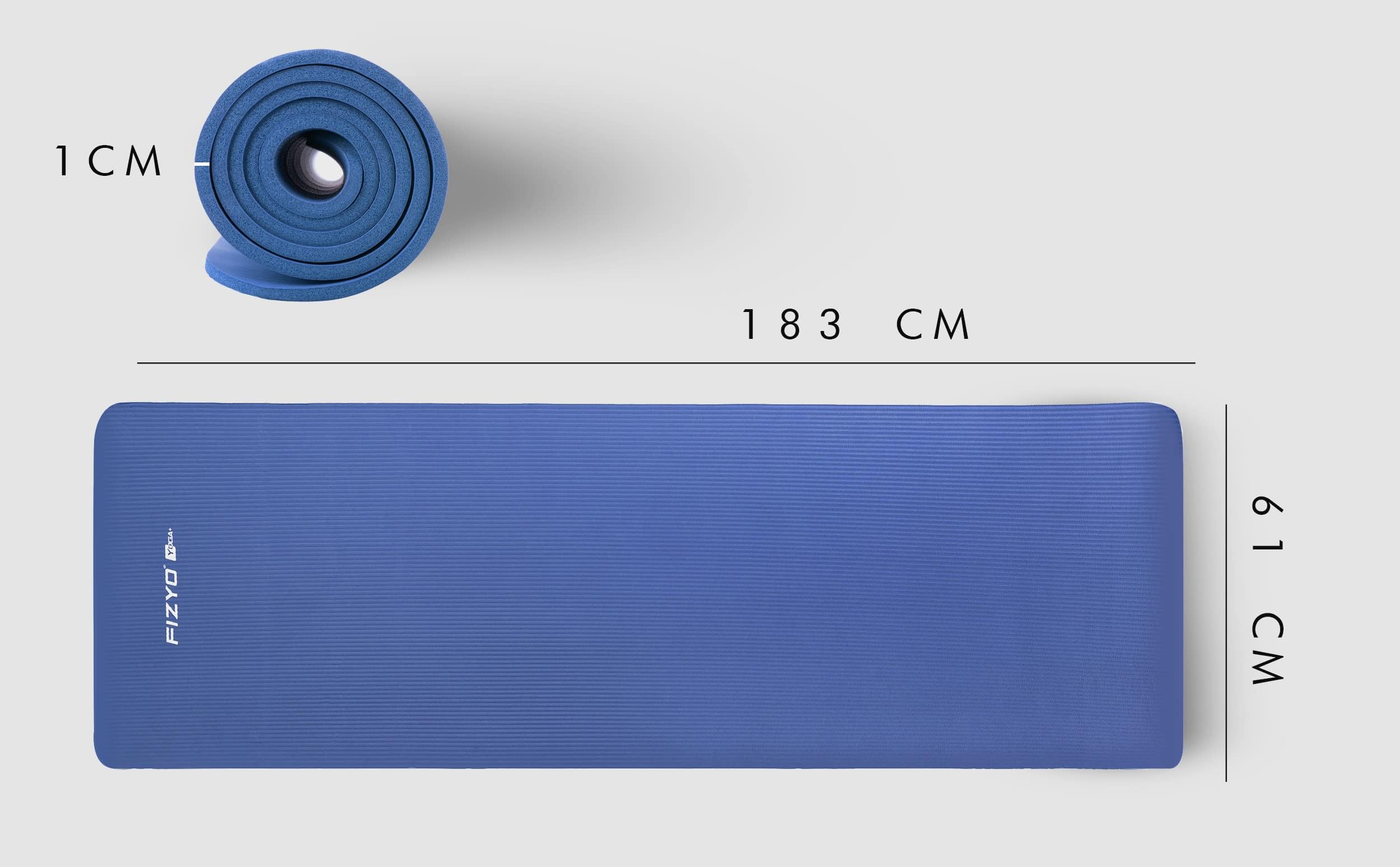 FIZYO - Tappetino da yoga, fitness, per yoga, allenamento, recupero e relax, in gomma sintetica, 183 x 61 x 1 cm (Blu, 183 x 61 cm)