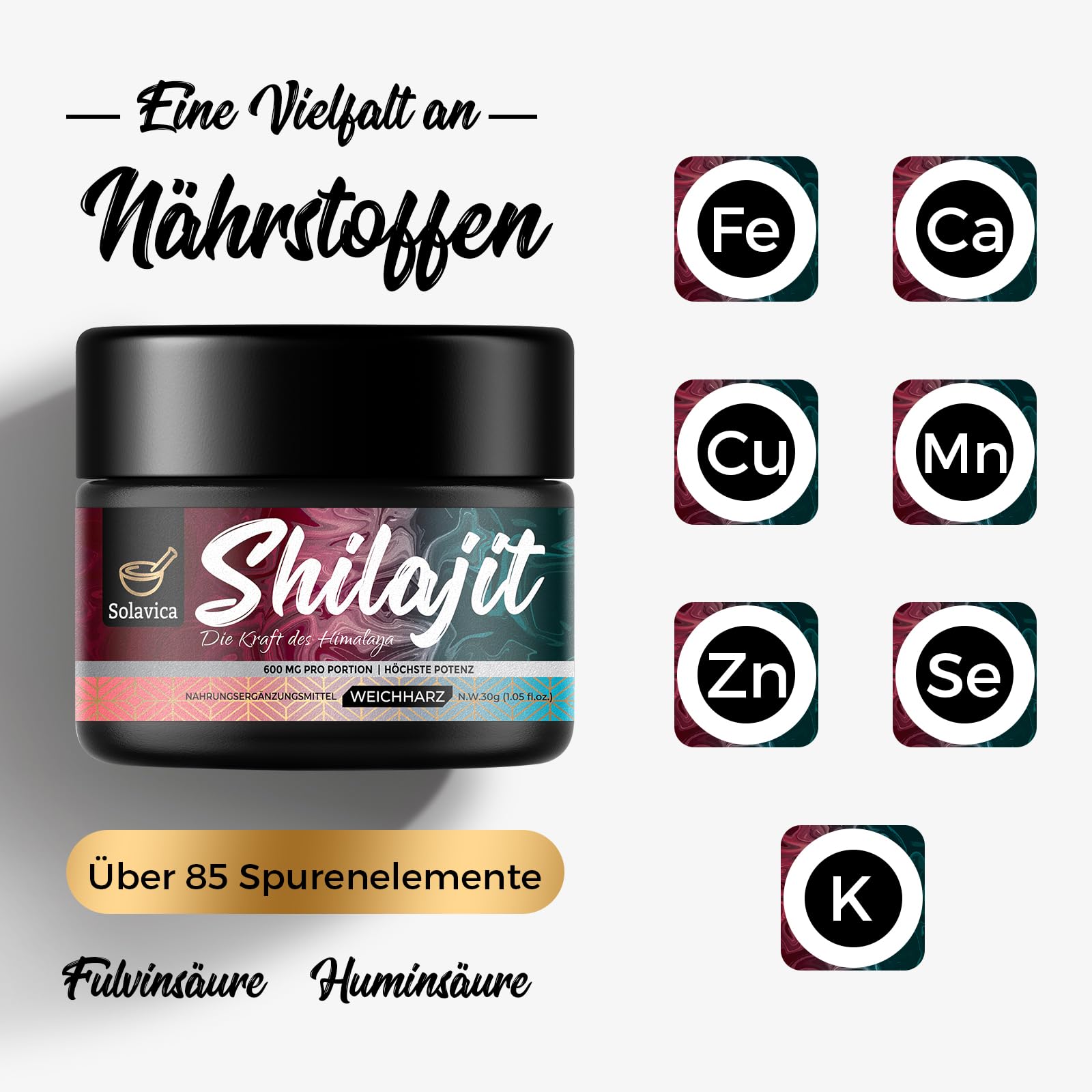 Shilajit Harz - Original Himalaya Shilajit mit Fulvinsäure und Spurenmineralien, Vegan & Ohne Zusätze,30g (2er Pack)