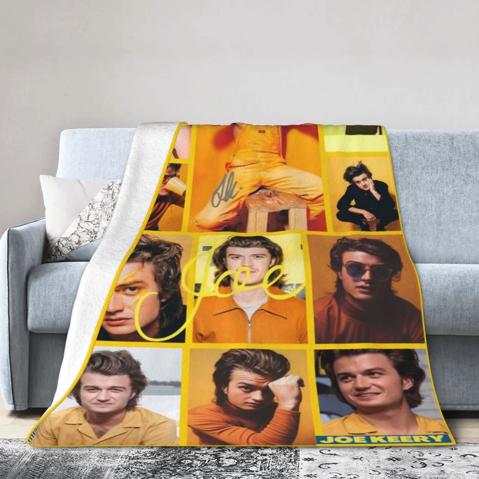 Fleece Blanket for Sofa Camping, Super Soft Lightweight Cozy Luxury Flannel Bed Blanket, Joe Steve Keery Fluffy Plush Couch Blanket Throw fo 125CM X 100CM