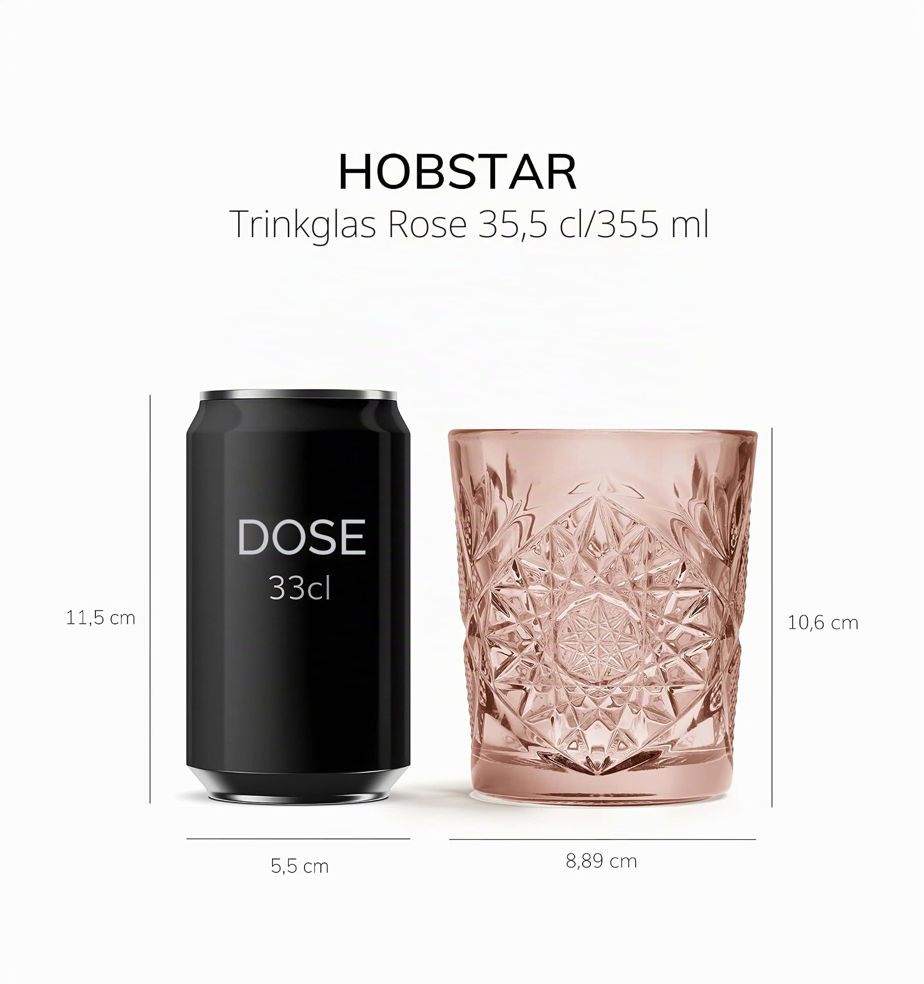 Libbey »Hobstar« Trinkglas Inhalt:6 x 0,35 Liter, rose