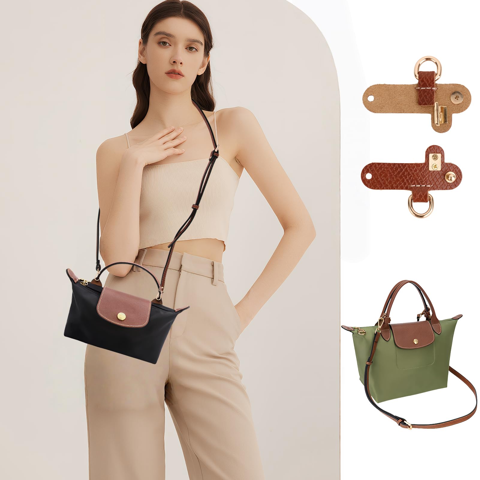 Pasek na ramię dla kobiet Long Champ – regulowany pasek do torebki – elegancki pasek do torebki z wysokiej jakości skóry – idealny do mini toreb i organizerów