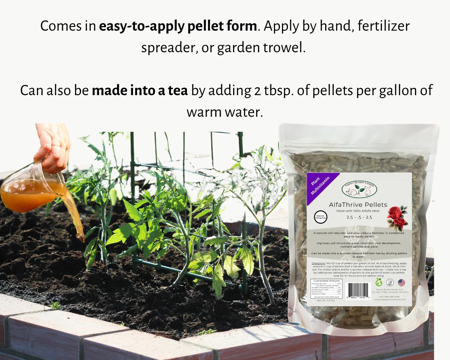 Alfalfa Meal Pellets, AlfaThrive Plant Multivitamin and Fertilizer, and Animal Feed. 4.0 lbs, 2.5-0.5-2.5 NPK - Image 5