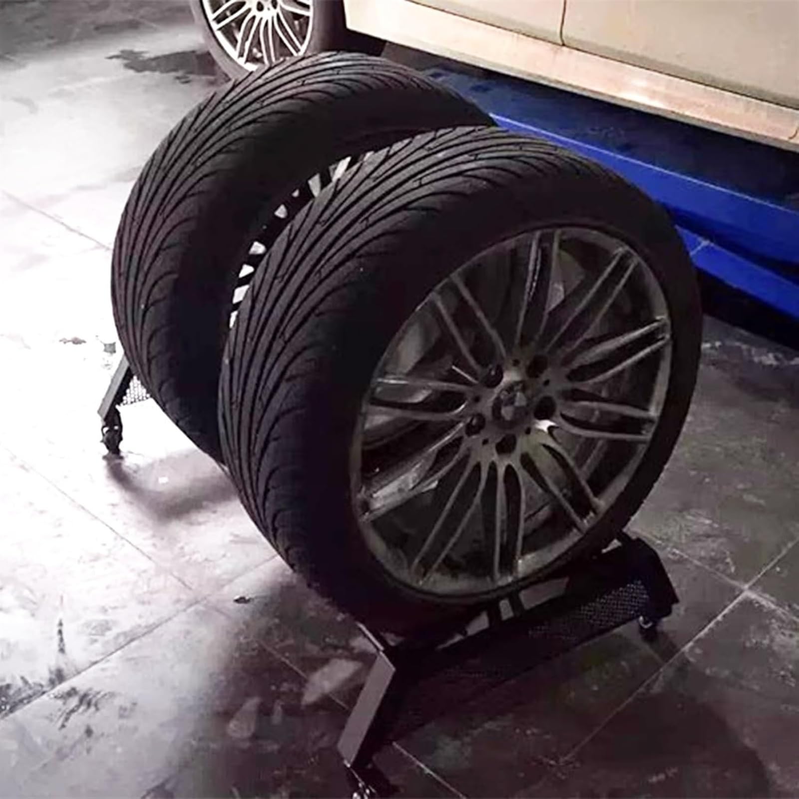 XBTGS Portaoggetti per pneumatici, organizer leggero per pneumatici, espositore per pneumatici da garage, supporto regolabile in metallo per cerchioni, scaffale per pneumatici di scorta, capacità di