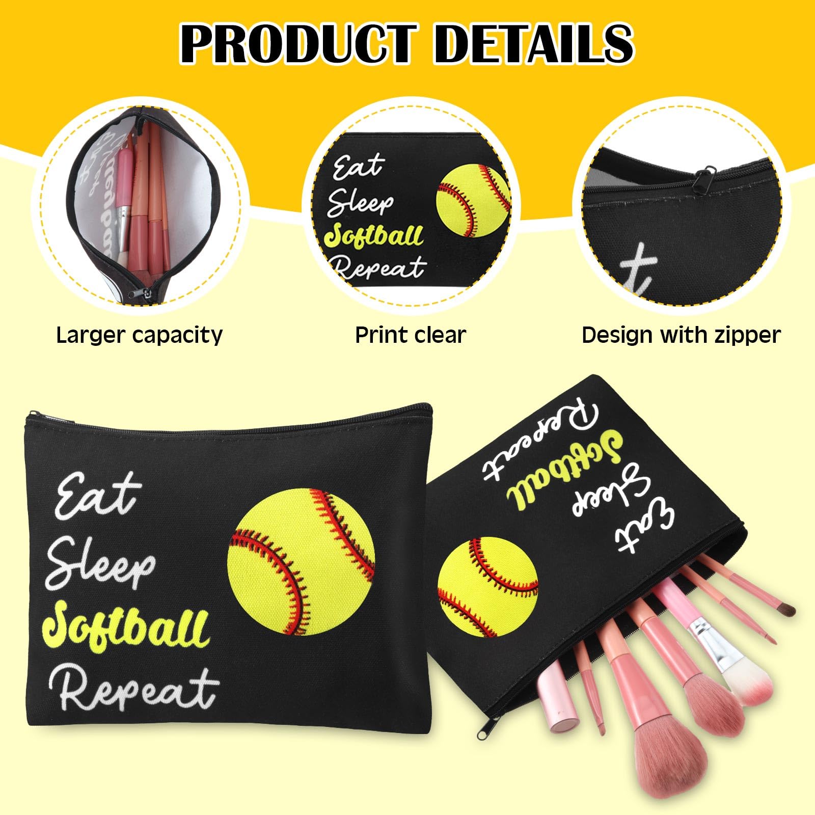 Tioncy Juego de 110 piezas de suministros de fiesta de sóftbol, regalos de sóftbol para deportes de equipo, accesorios que incluyen bolsa de cosméticos, soporte para lápiz labial, llavero, espejo
