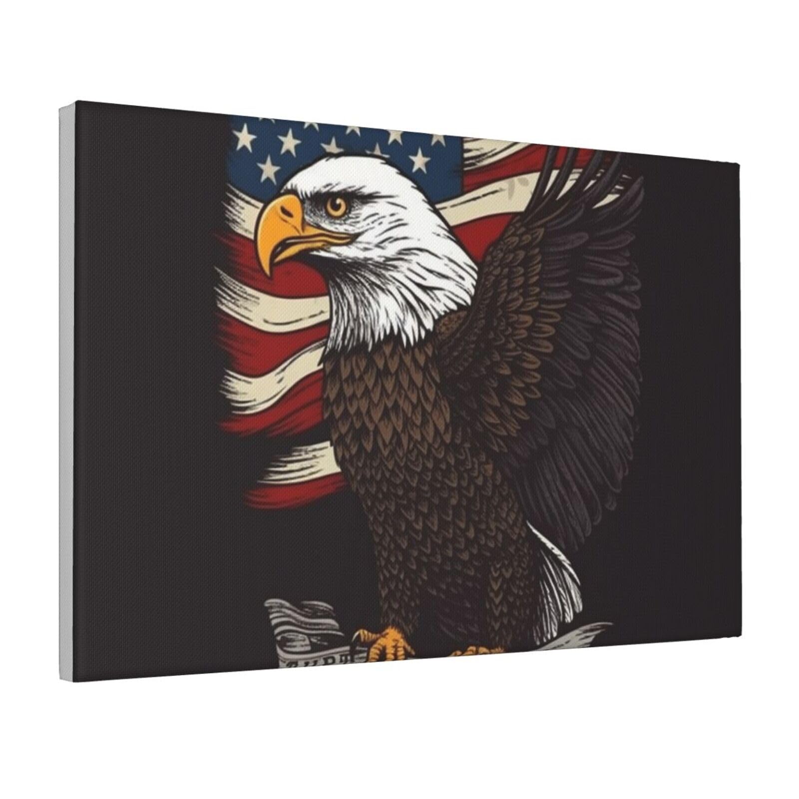 Framed Wall Art for Living Room Art Work, USA Patriotic Eagle with American Flag Picture Prints Modern Office Wall Paintings Poster Aesthetic Wall Decorations for Home Decor Ready To Hang 16"x24"