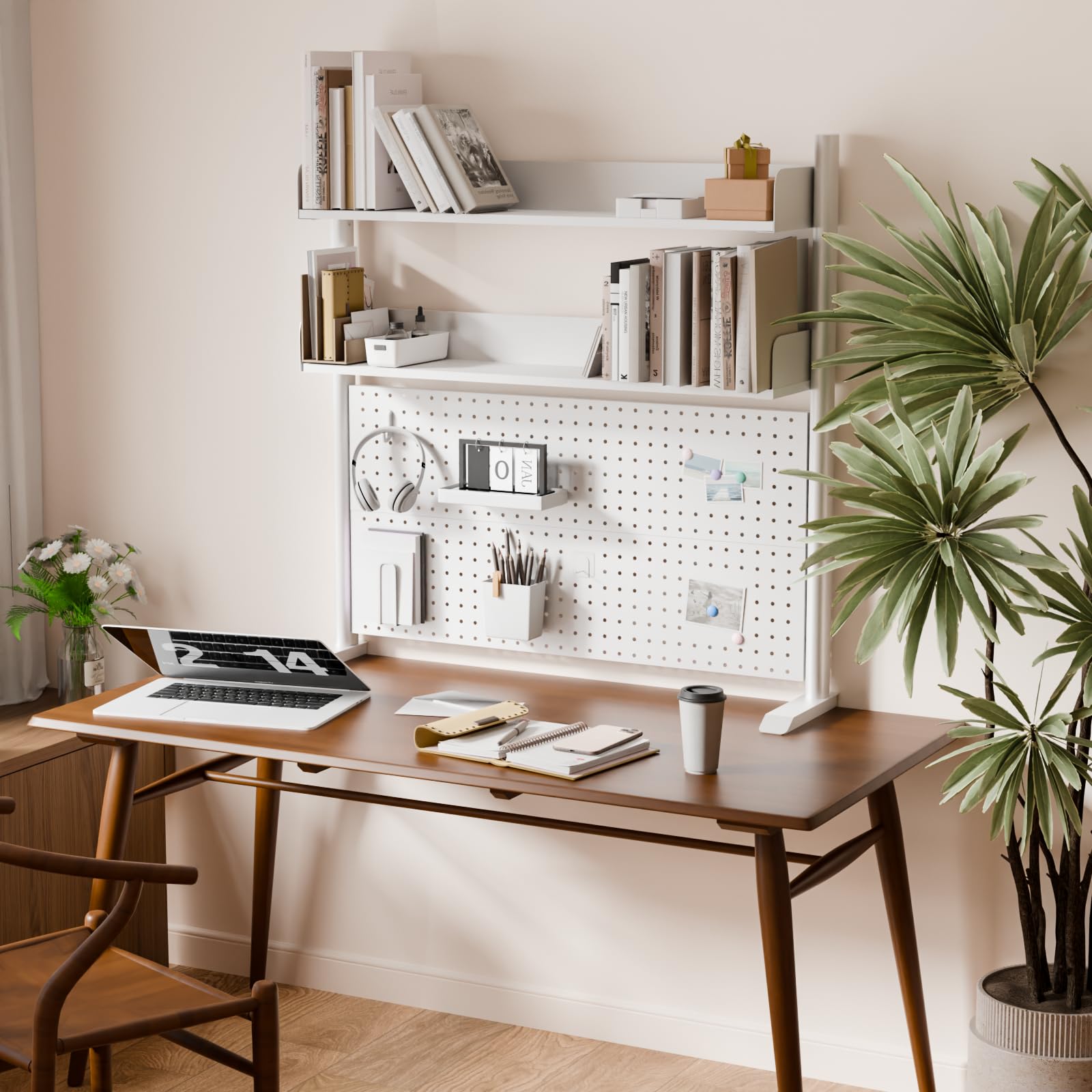 Scaffale da scrivania a 2 livelli, bianco, 100 cm, organizer da scrivania con disco rigido, piano di lavoro, libreria per casa, ufficio o dormitorio