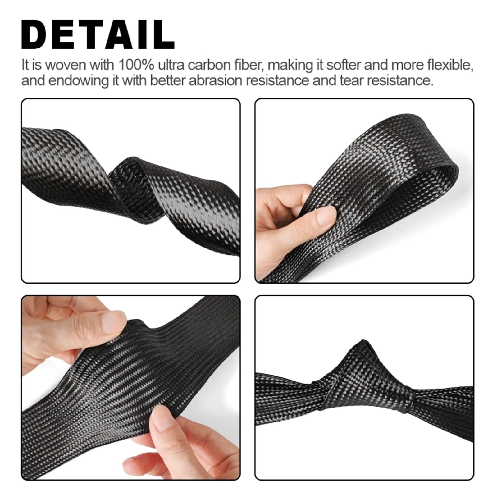 Manguito De Cable Trenzada Protección de Manga Alambre Malla Trenzada Resistente a Altas temperaturas, Tubo Fibra Carbono 2MM-40MM Funda De Cable Trenzado Expandible Pet(40mm,5M)