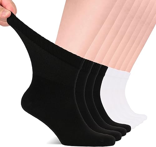 Miniatura 7 de Hugh Ugoli Calcetines de bambú sueltos para diabéticos para hombre, puntera suave sin costuras y calcetines que no se atan, anchos, delgados y
