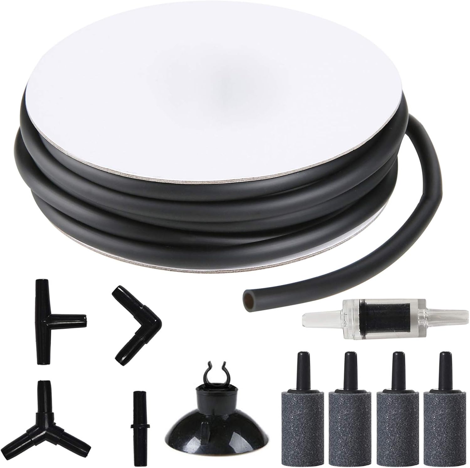 ALEGI Air Pump Accessories for Fish Tank,25Ft Aquarium Air Tubing,40 connectors,12 Suction Cups,6 Return Valve,4 Air Stone