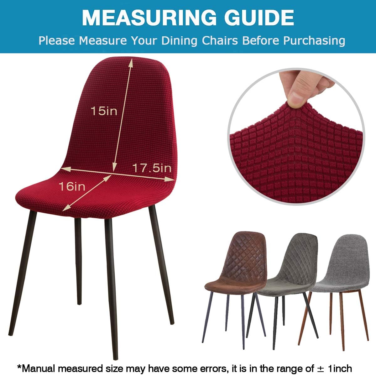 Beacon Pet Stretch Shell Chair Cover,Mid Century Chair Covers Jacquard Accent Chair Covers,Armless Chair Slipcovers Washable Chair Protector for Dining Living Room Bedroom(Burgundy,4PCS)