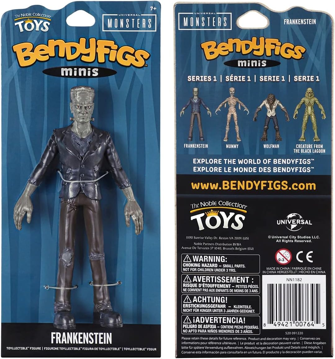 Frankenstein's Monster Mini Bendy Fig - 5.5in (14cm) Noble Toys Miniature Bendable Figure Posable Doll Figures