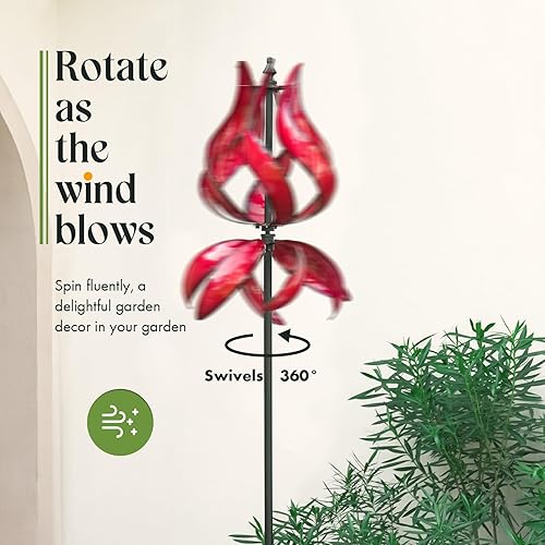 Miniatura 2 de Molinillo de viento grande para jardín, esculturas de viento de tulipanes y spinners, decoración de jardín, ideas de regalo para madre, cumpleaños,