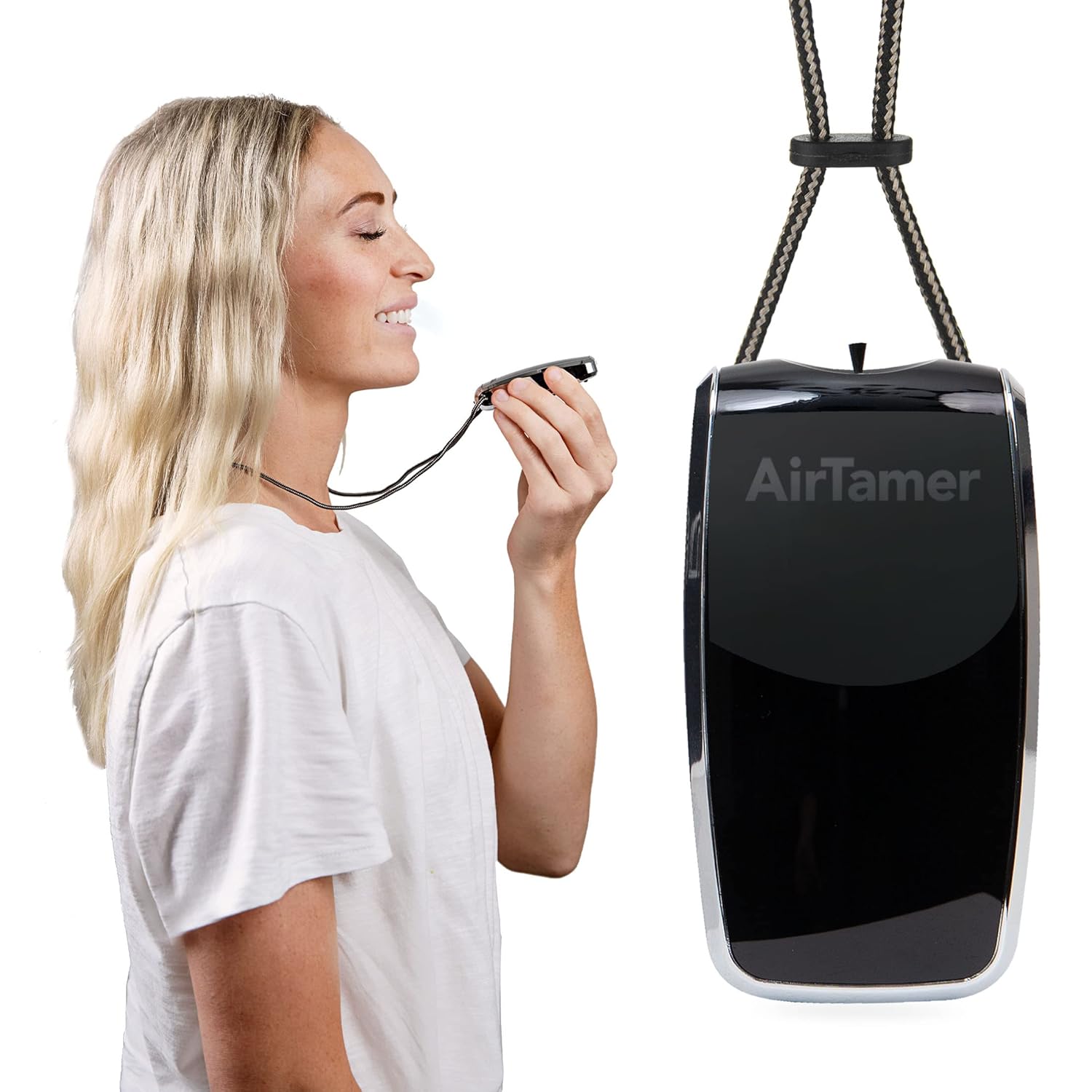 AirTamer A320 Rechargeable Personal Air Purifier, Proven Performance, Virus and Pollutant Tested*, Black with Leather Travel Case AirTamer A320 Rechargeable Personal Air Purifier, Proven Performance, Virus and Pollutant Tested*, Black with Leather Travel Case