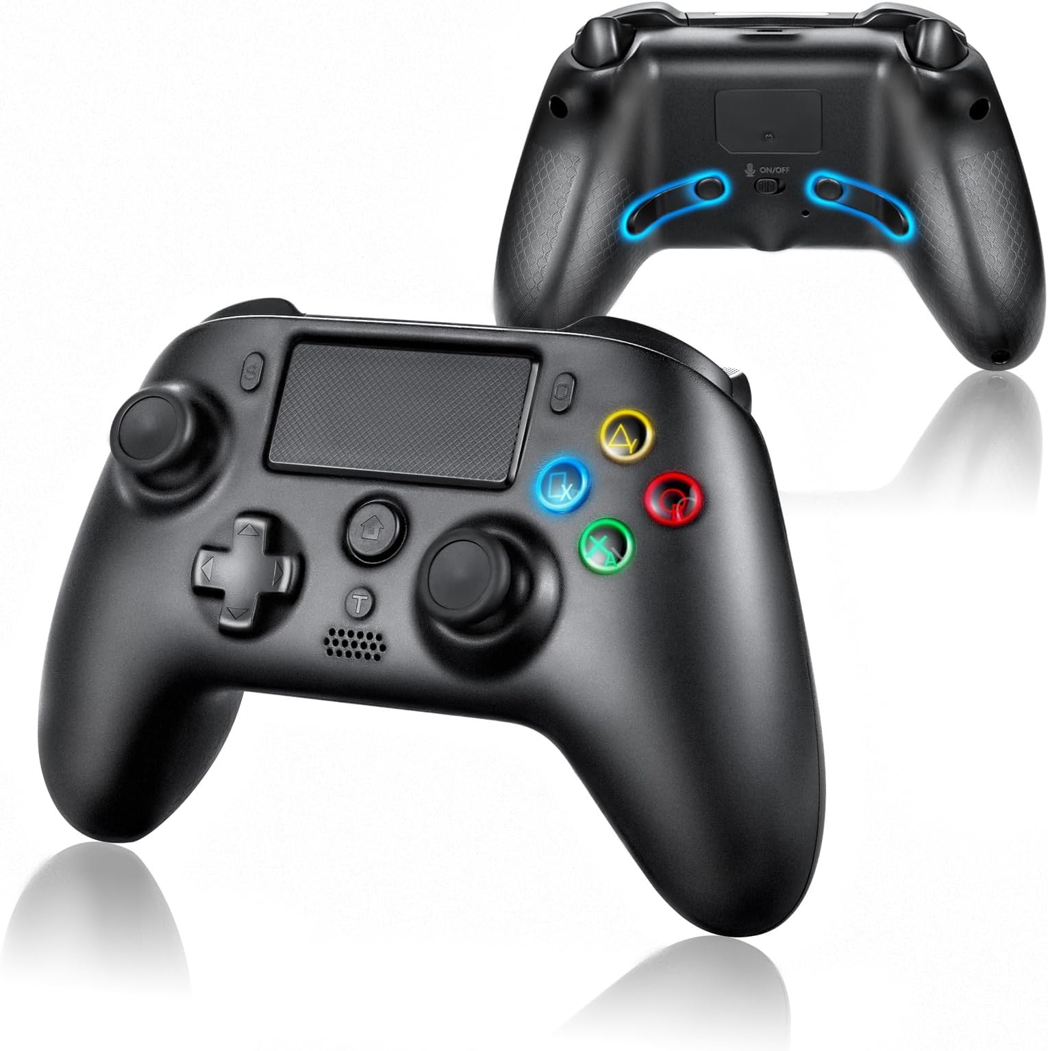 BLUE LAKE Performance Wireless Gaming Controller for PS4/ Steam Deck PC Windows/Android TV Box - Hall Effect, Trigger Stops, Mappable Buttons (Black)