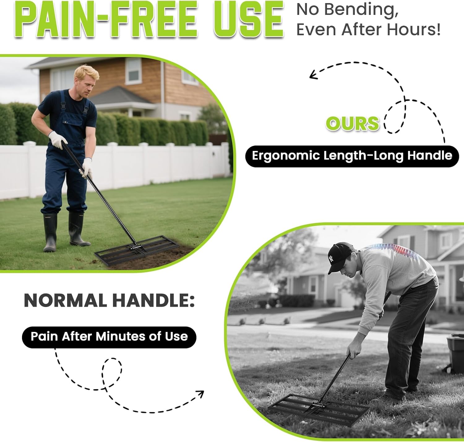 Top Soil Lawn Leveling Rake ,Lawn Sand Flea Rake Leveling 30”x10” Heavy Duty Leveler,Anti Flipping Smooth Edge,16-77" Adjustable, for Sand,Top Soil Dressing,Yard Landscape,Ground Soil, Dirt,Grass