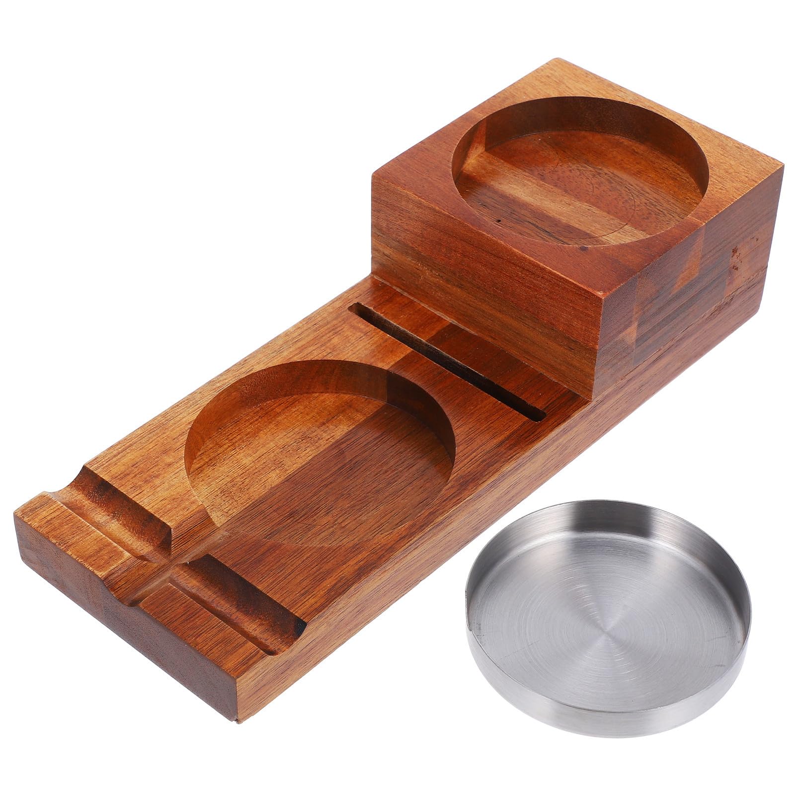Plateau de bureau en bois avec cendrier à cigares et porte-verre de whisky