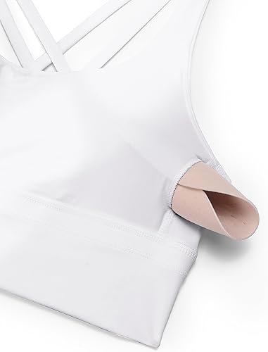 Miniatura 5 de CRZ YOGA Brasier deportivo con tirantes delgados para mujer, de impacto medio, cruzado, para yoga, acolchado, para entrenamiento