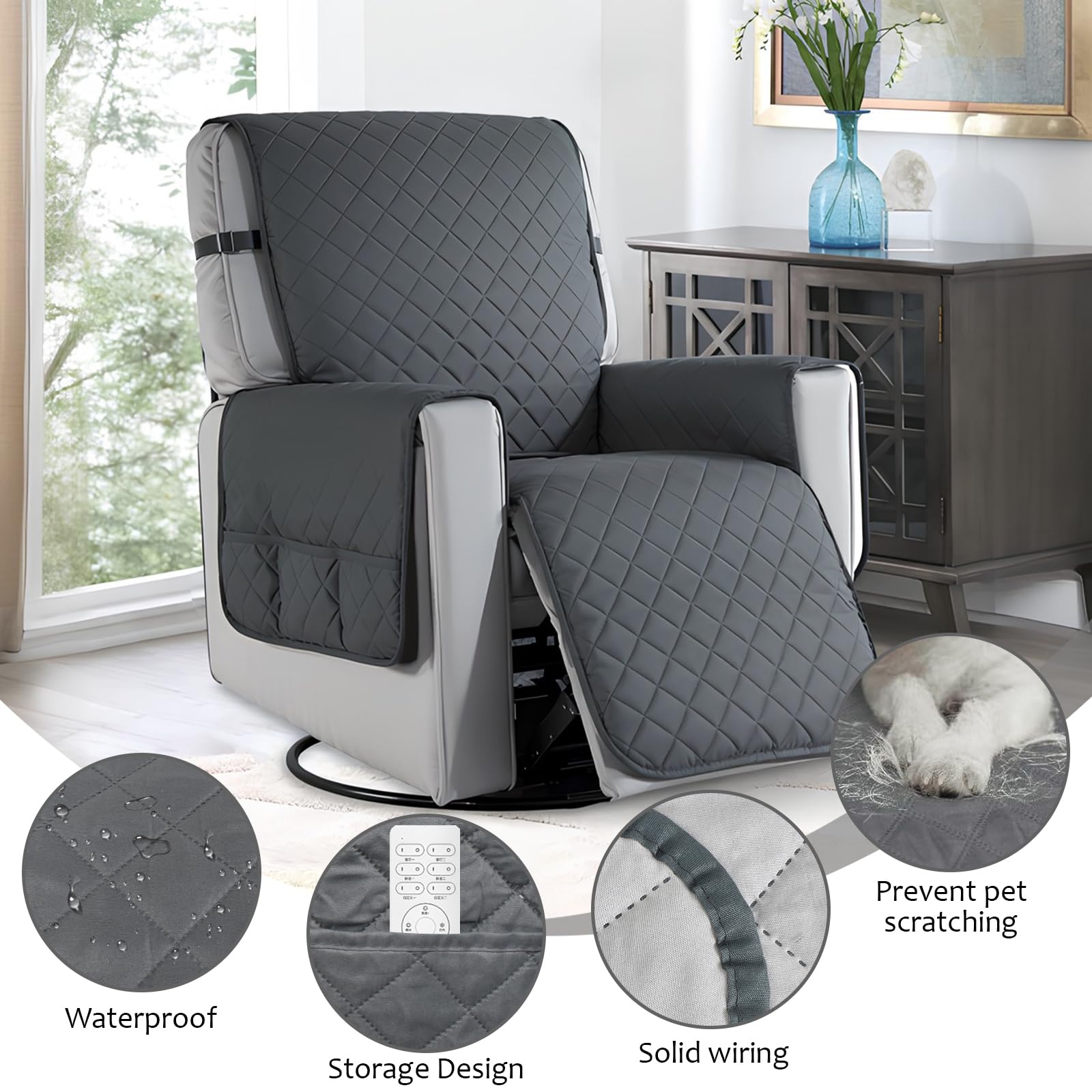 Funda Cubre Sillón Fundas para Sillas Reclinables, Funda Protector Sillón Impermeable,Fundas Sillón 1 Plaza Funda Cubre Sofá,Protector para Sofá,Funda de Sillón Relax Antideslizante Mascotas Amigables