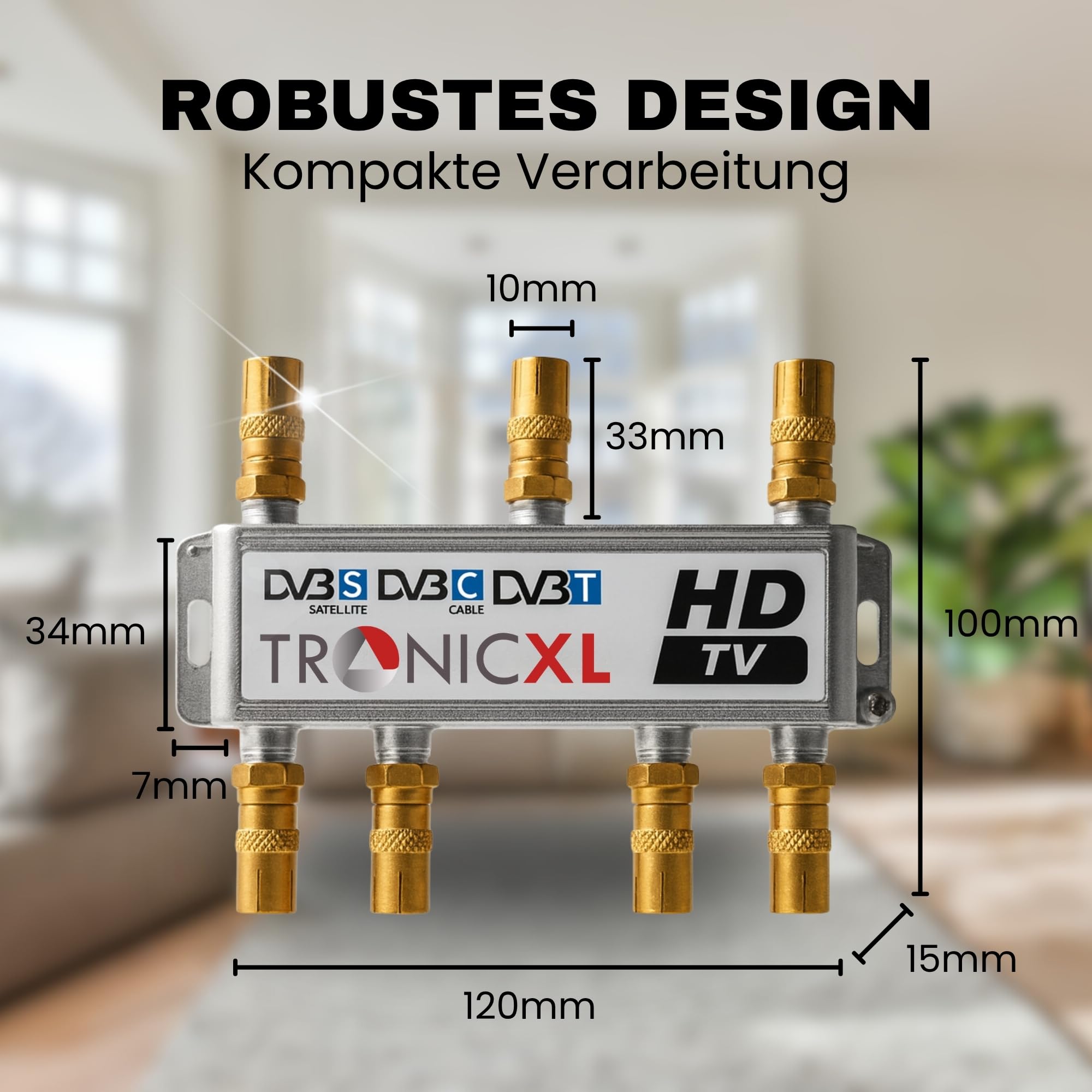 TronicXL rozdzielacz anteny koncentrycznej HD 3D 4K miękki rozdzielacz dla DVBT, DVBT2, DVBC, SAT, Unicable, telewizja kablowa Unitymedia, Vodafone, kabel Niemcy