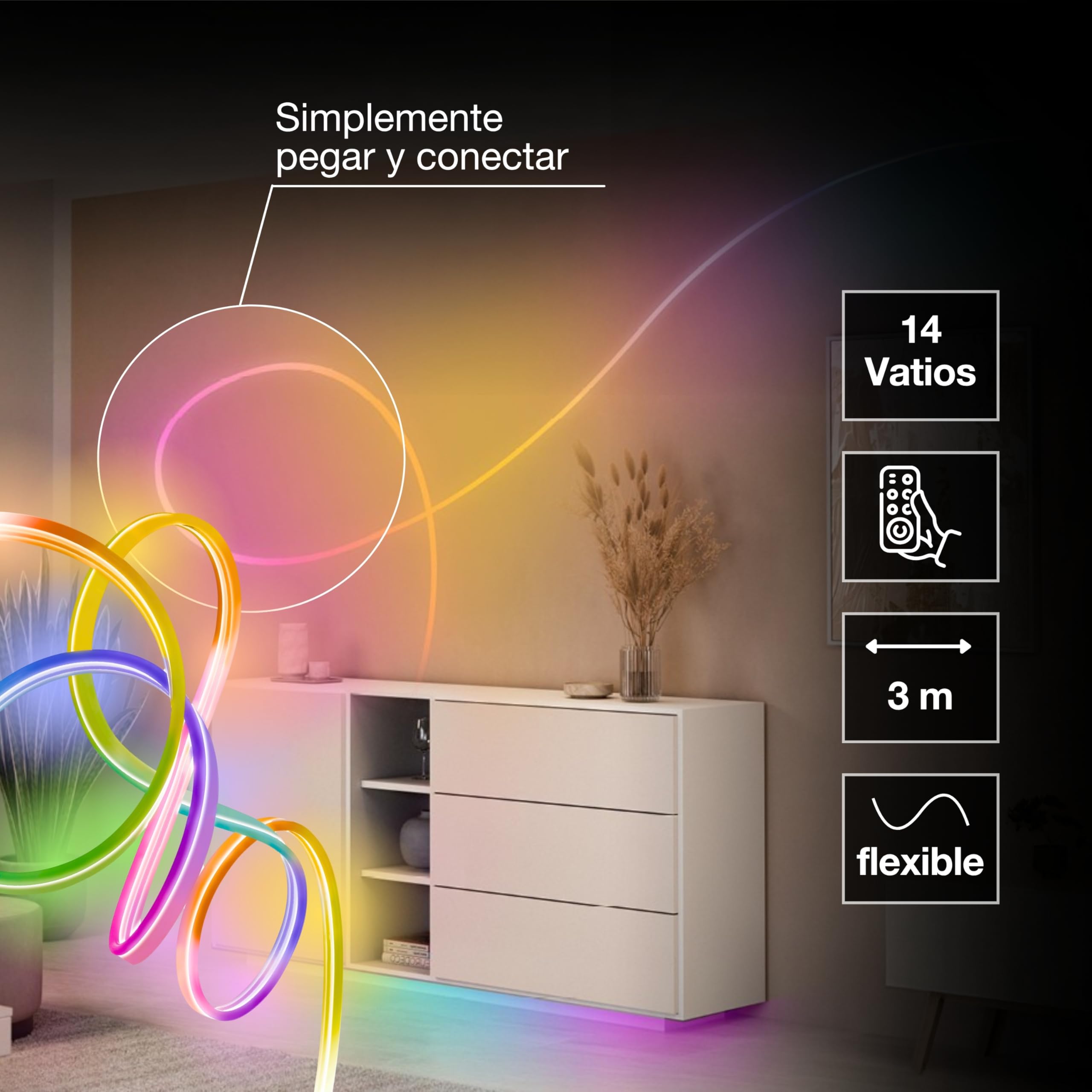 LEDVANCE SMART WIFI NEON FLEX MGC RGB TW RC tira de LED de colores y blanca para uso exterior WiFi y distribución homogénea de la luz;regulable;blanca;silicona;3 m