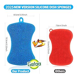 Geloo.Silicone Sponge Dish Brush, Double Sided Cleaning Brush for Dishes, Kitchen Gadgets and Accessories (3 Pack)
