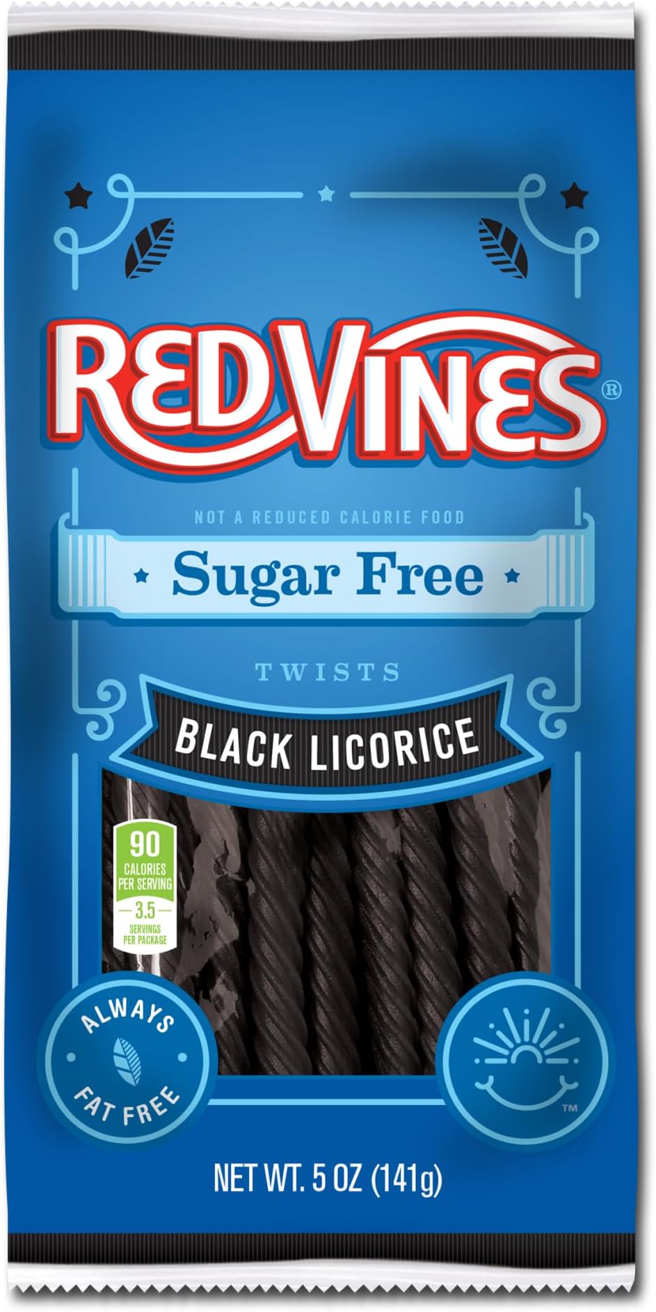 Red Vines Black Licorice Sugar Free Vines - 5 oz. bag, 12 per case