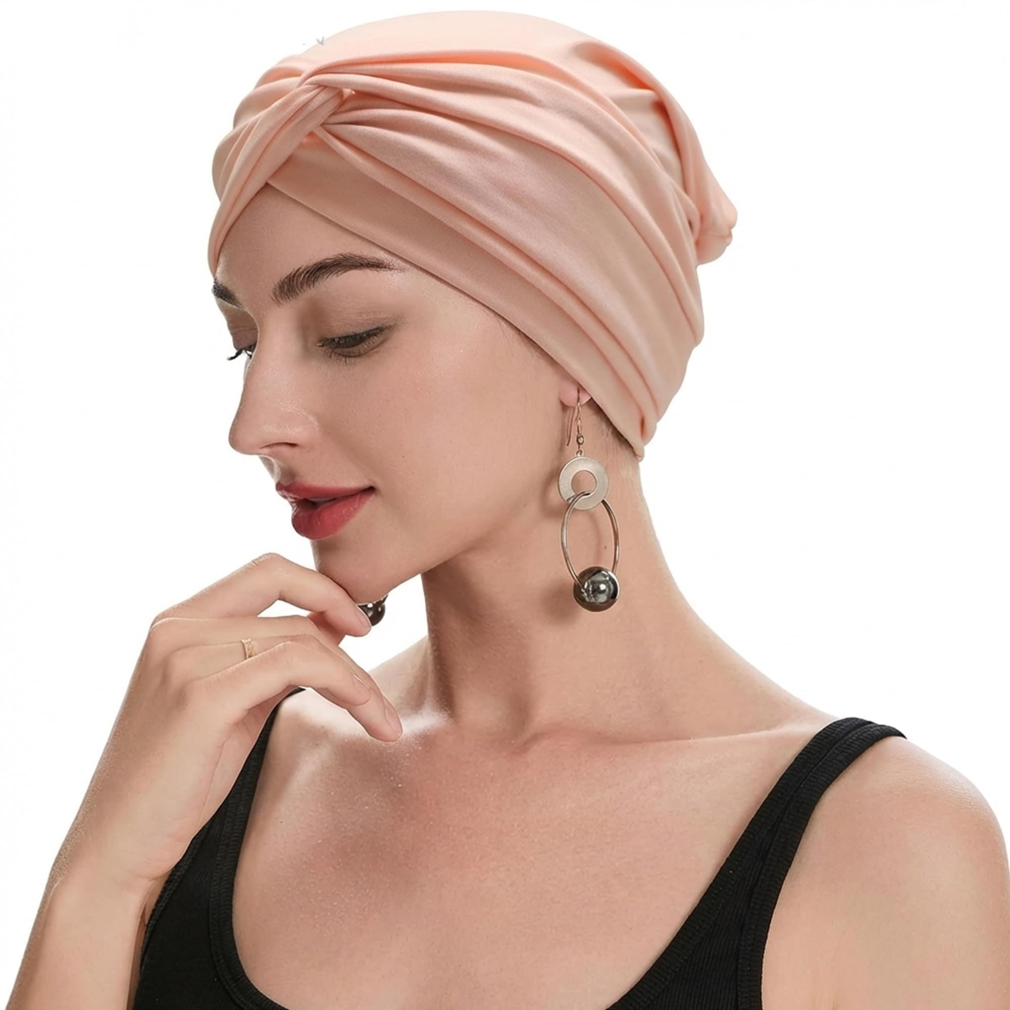 ZLYC Chemo-Kopfbedeckung für Damen, vorgebunden, Turban-Kopfbedeckung, leichte Beanie-Mütze