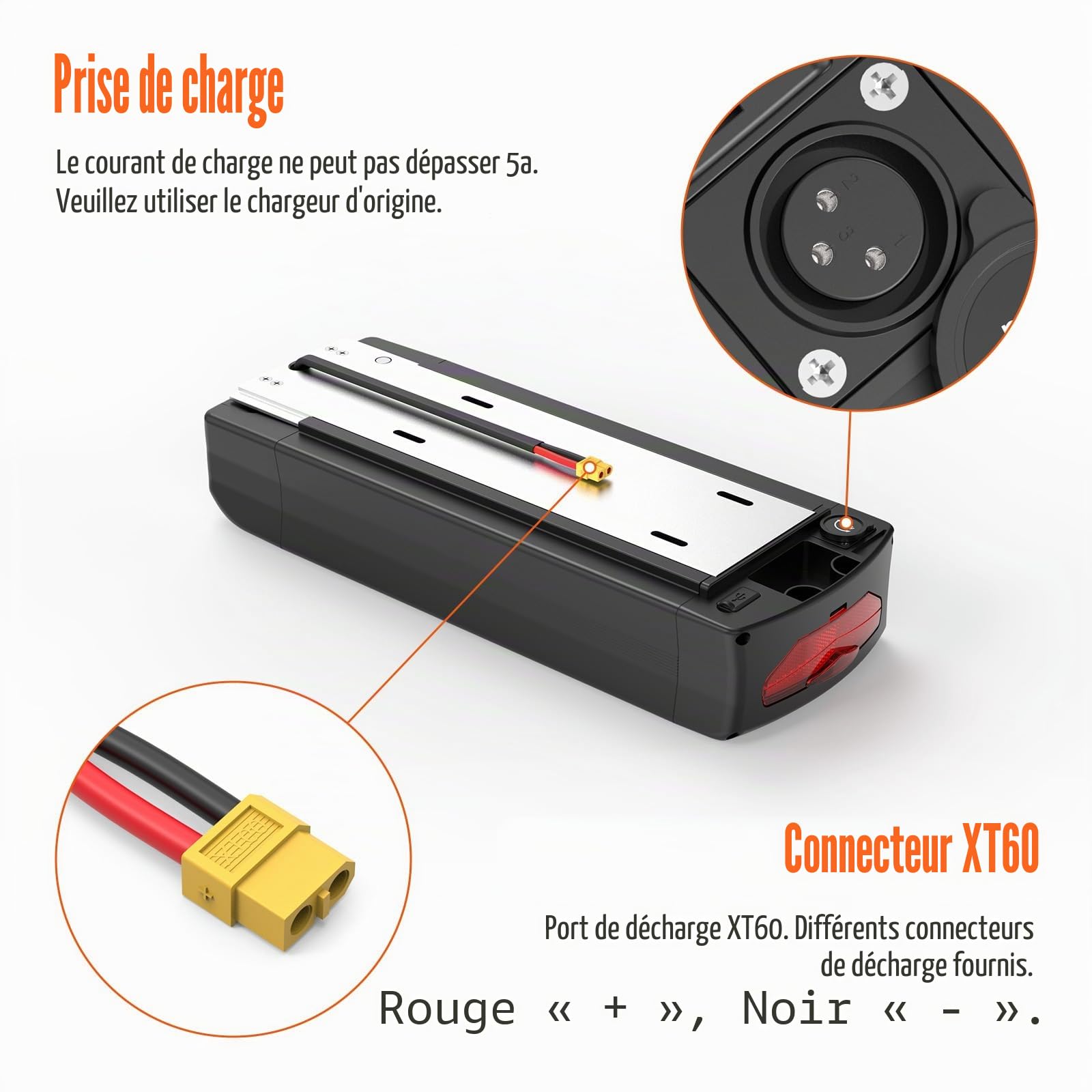 Batterie pour vélo électrique à Fixer sur Le Porte-Bagages arrière 48 V avec Chargeur, Batterie au Lithium de 30 Ah Ah pour Moteur de vélo de 250 W à 1800 W