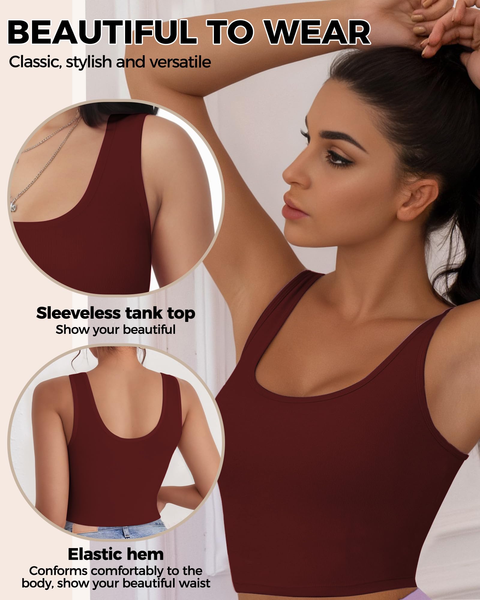 2-3 canottiere da donna, crop top senza maniche con scollo a U, crop top basic corto racerback per uscire magliette sportive atletiche