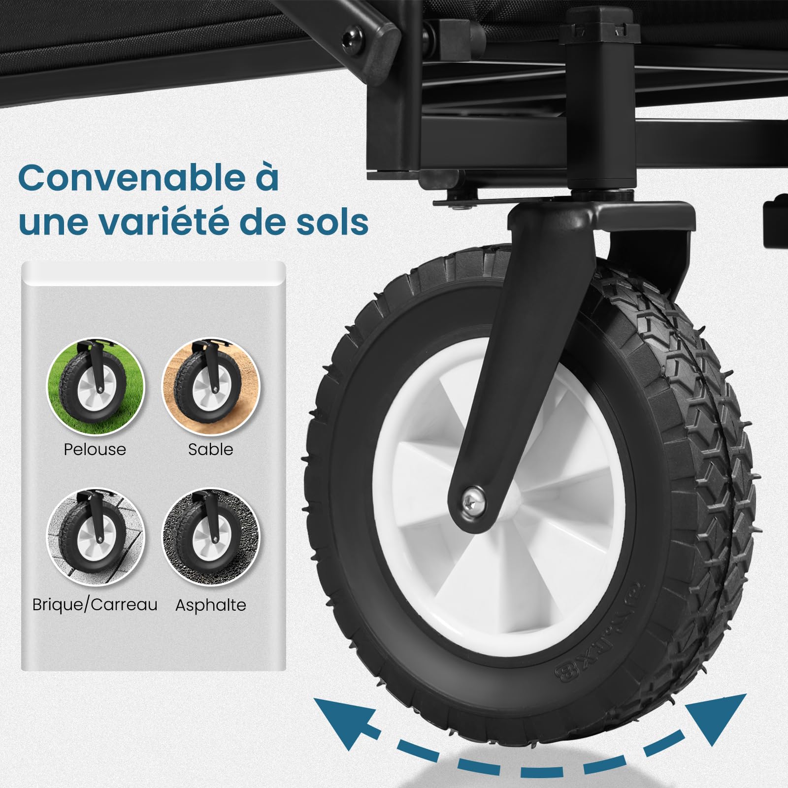 EUGAD 0010HC Chariot de Transport pour Jardin Max. 80kg Chariot Pliable à 4 Roues Tissu Oxford Anthracite+Jaune