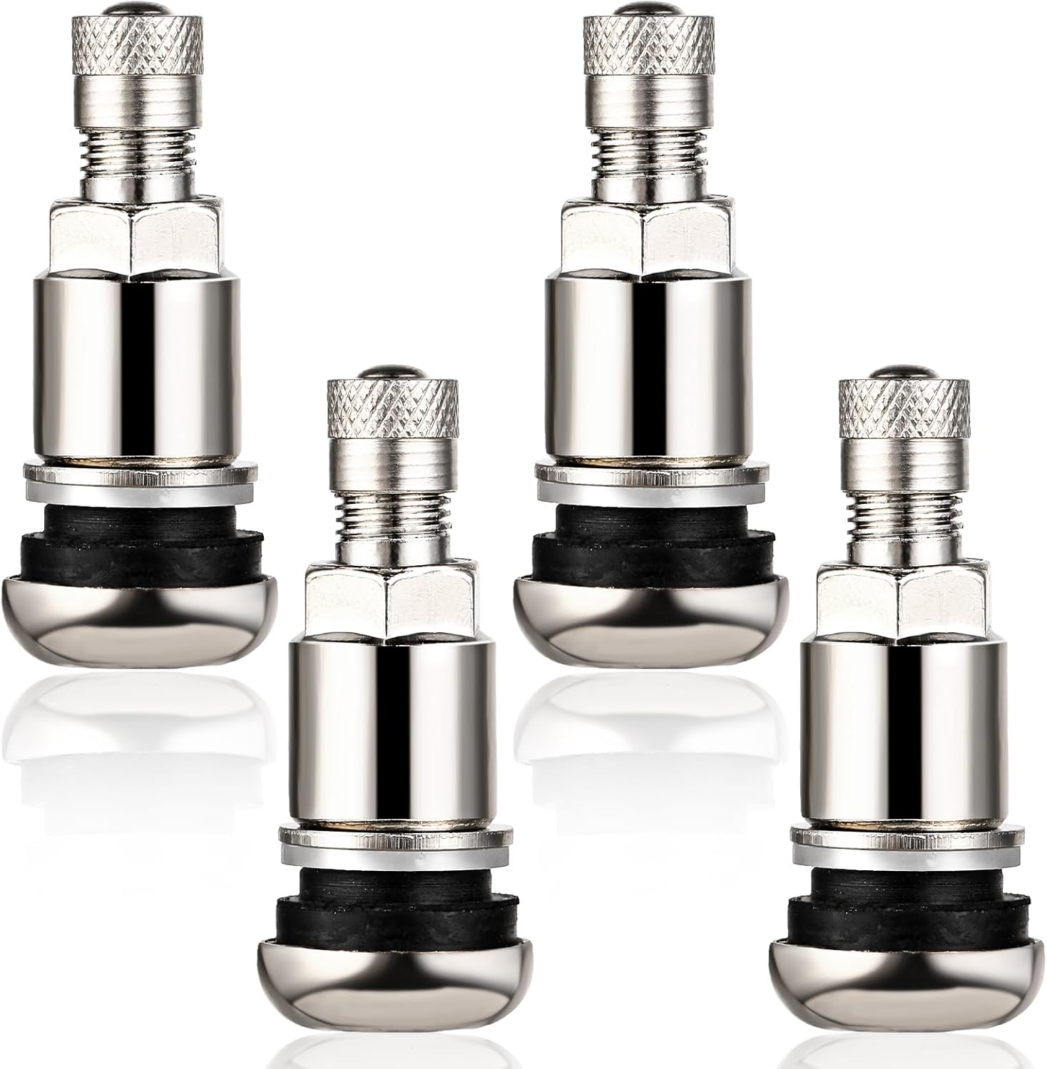 Molain 4 PCS Universal Metal Valve Stems, Silver Metal