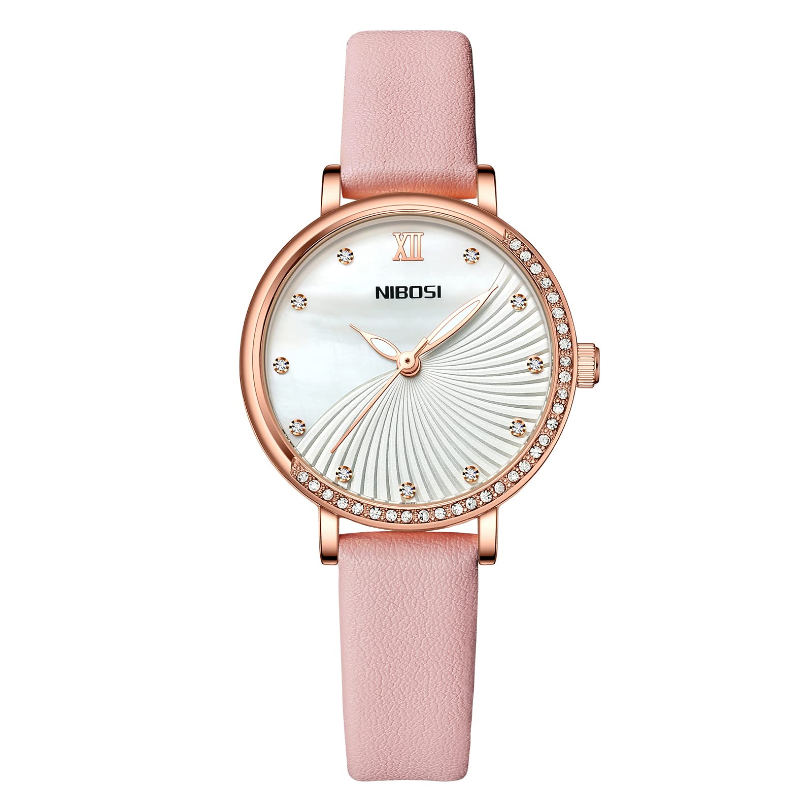 NIBOSI Leather Women Wrist Watches,Rose Gold Shell Dial Women Watch For Girls&Miss&Ladies Analog Diamond Studded With Stylish Girlfriend Watches (Pink), Pink Band (B0B1DH8KW6) Amazon Price History, Amazon Price Tracker