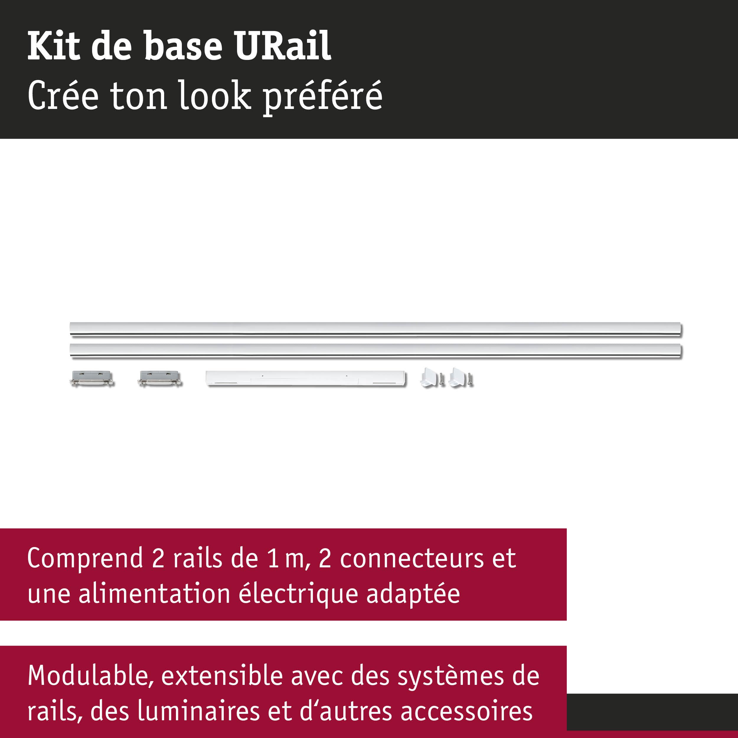 Paulmann 95701 URail Rail Kit de base 230V Blanc signal