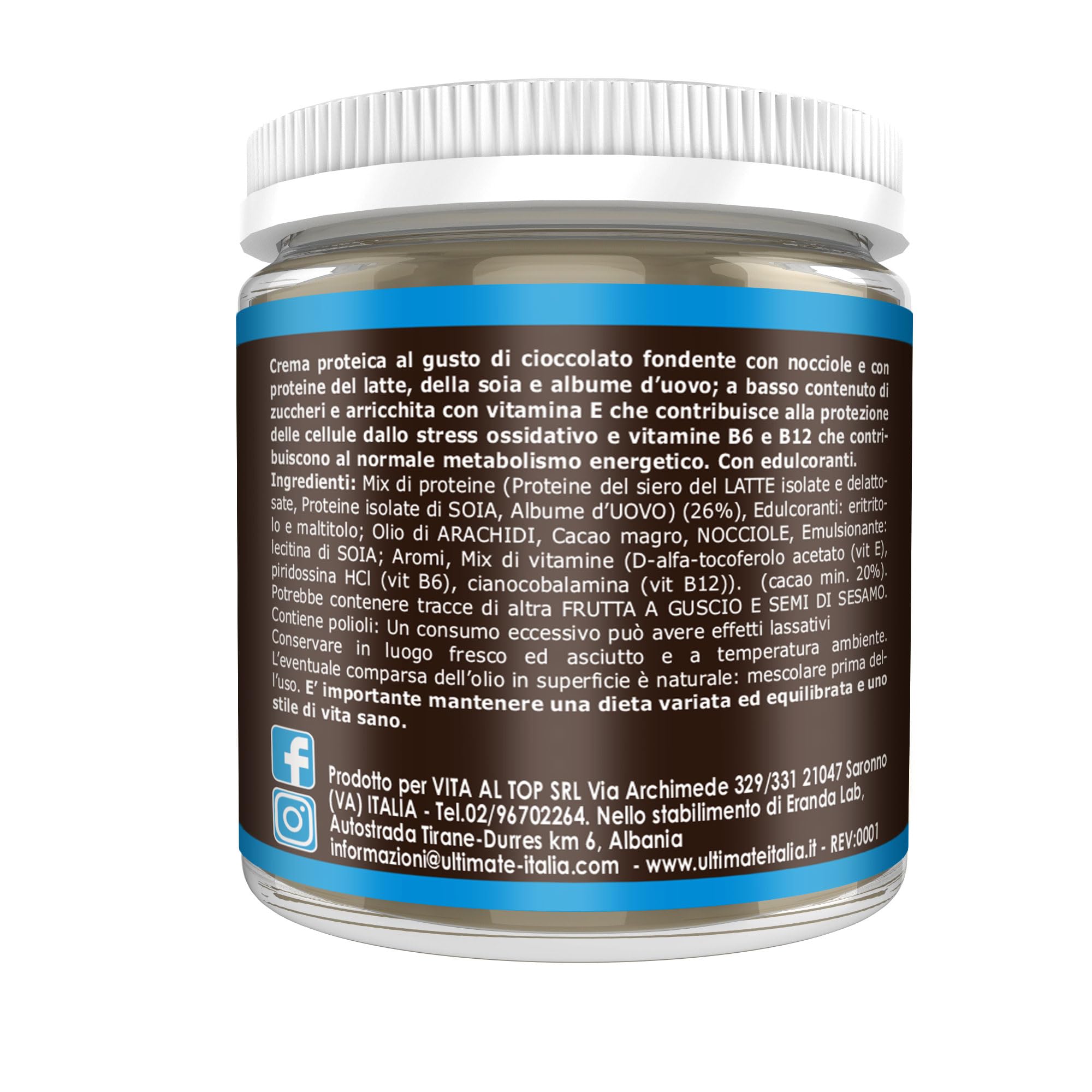 Ultimate Italia - 2 protein cream gusto cioccolato fondente - Senza Glutine - Low Carb - 2x250g