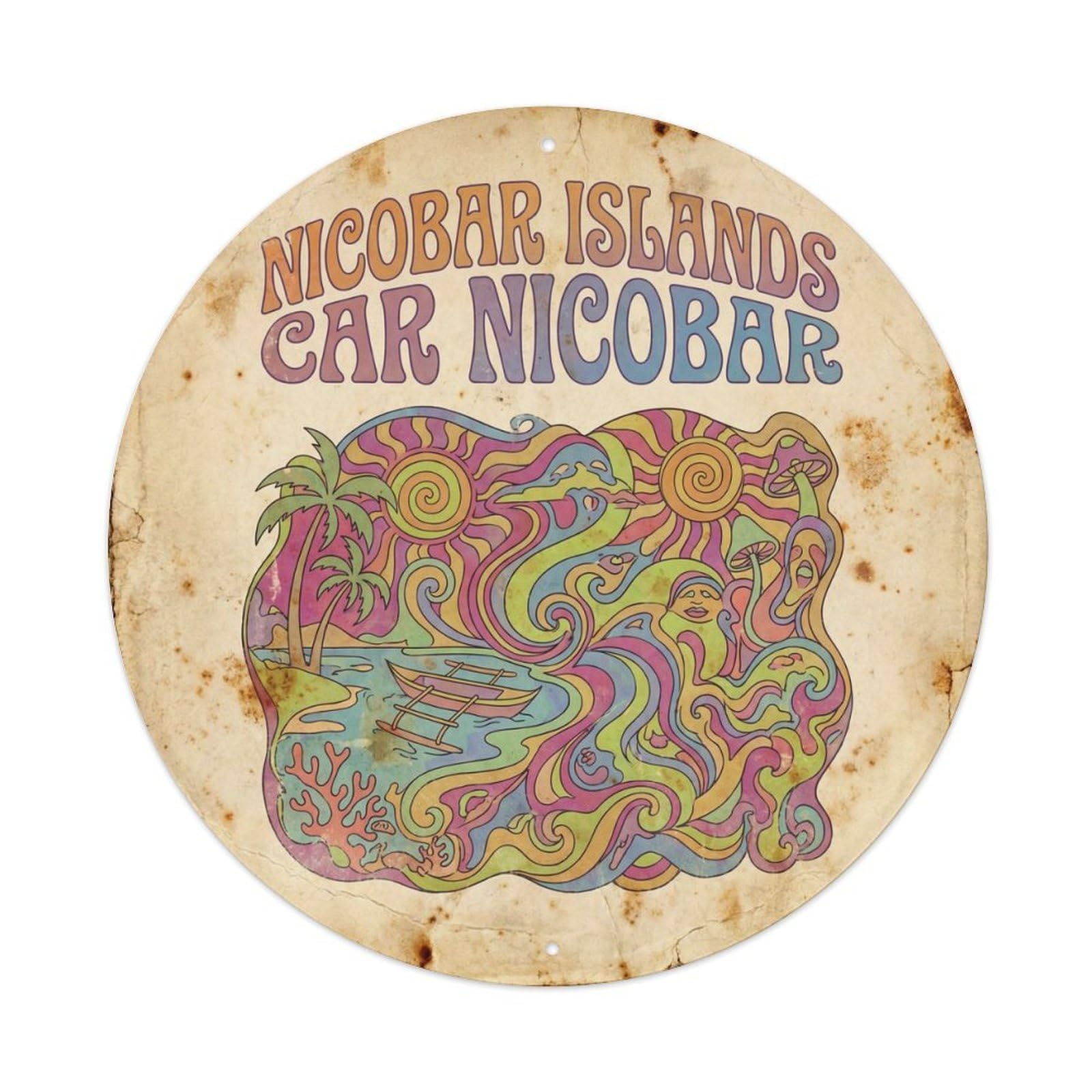 Nicobar Islands Car Coral Coast Psychedelic Metal Tin Sign