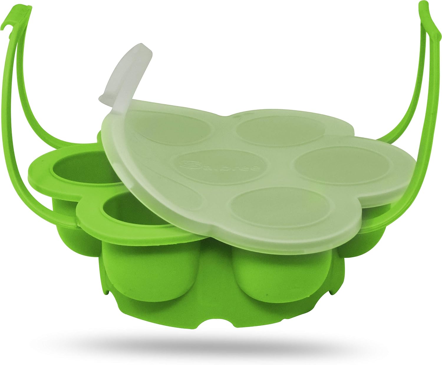 Salbree Egg Bite Mold for Instant Pot Accessories Silicone Instapot Steamer Molds Container for Eggs Meatloaf Vegetables fits Insta Pot Cooker 5qt 6qt 8qt - Built-In Handles & Trivet (green)