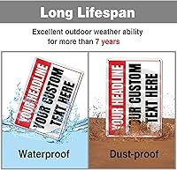 Vista 4 de Custom Signs Outdoor Metal - 12 x 8 Personalized Entrance Garden Hazard Parking Signs for Business, Rust-Proof .040 Aluminum (Personalized Headline)